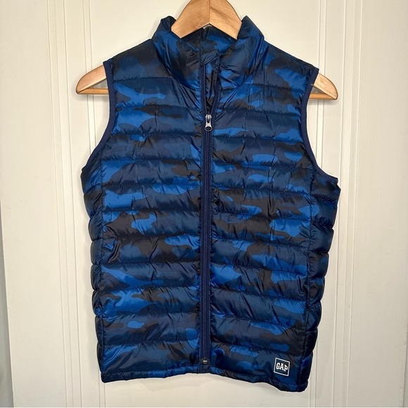 Gap kids navy camo primaloft puffer vest size medium - Picture 1 of 8